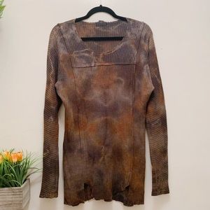 M. Fredric tie dye raw hem thermal long sleeve S
